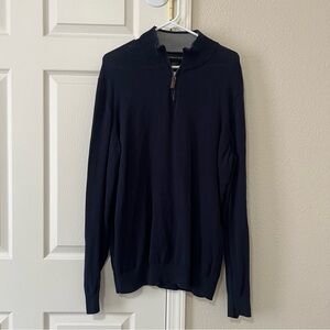 Harrison Davis Men's 100% Cotton Navy Quarter Zip Sweater - XL